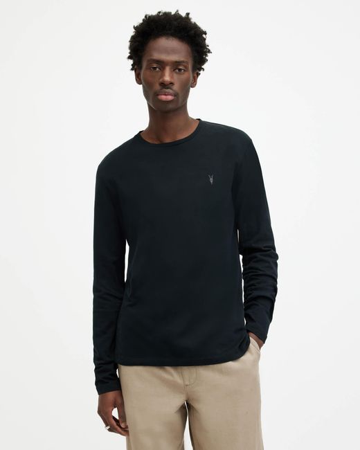AllSaints Black Clash Long Sleeve Crew Top for men