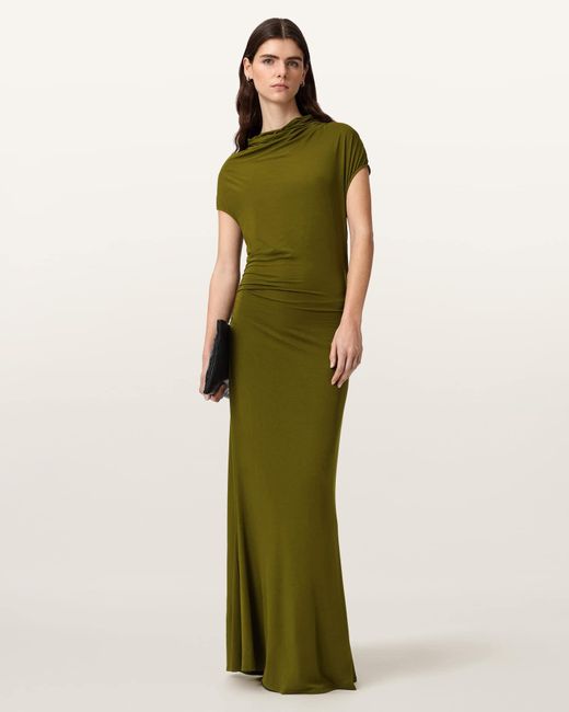 AllSaints Green Lyocell Selena Bodycon Maxi Dress, /Us 2