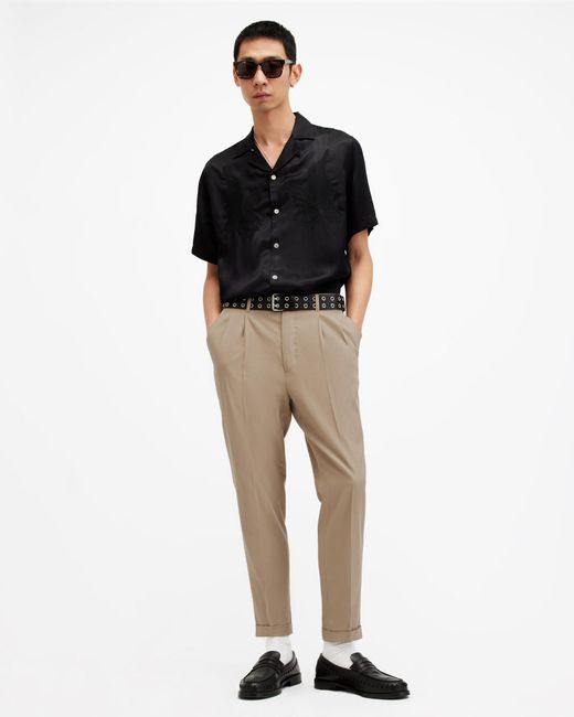 AllSaints Natural Tallis Slim Fit Cropped Tapered Trousers, for men