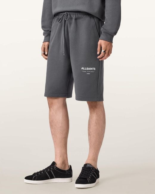 AllSaints Gray Underground Relaxed Fit Sweat Shorts for men