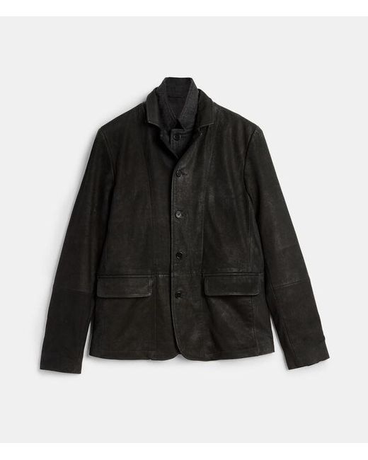 AllSaints Black Survey Leather Blazer for men
