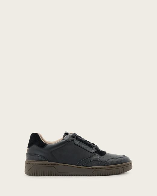 AllSaints Black Regan Leather Low Top Sneakers for men