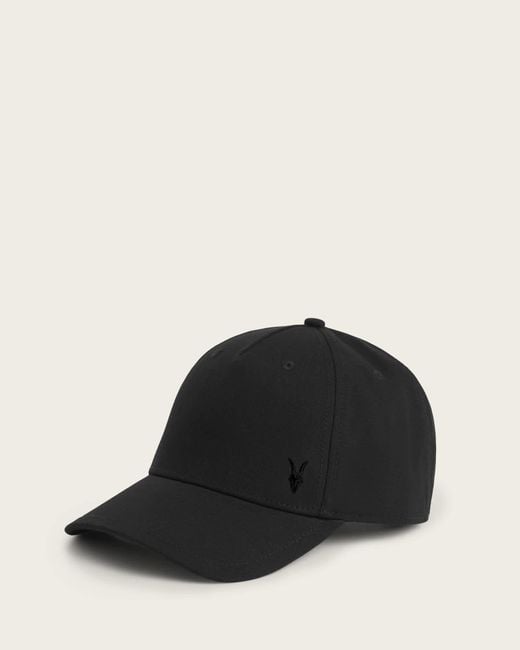 AllSaints Black Fen Ramskull Embroidered Baseball Cap for men