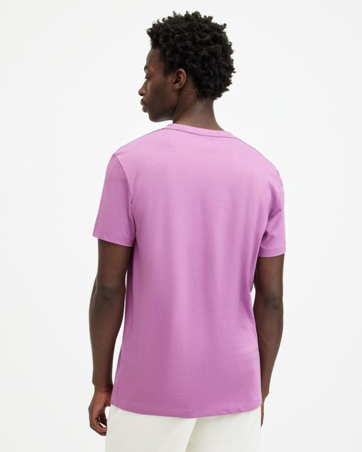 AllSaints Purple Tonic Crew Neck Slim Ramskull T-shirt for men