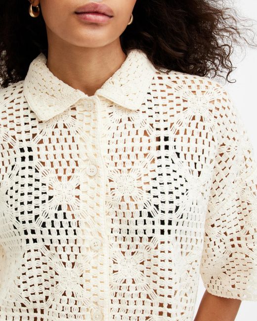 AllSaints White Milly Crochet Top,