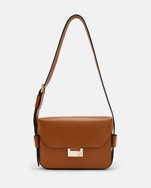 AllSaints Brown Etienne Leather Shoulder Bag