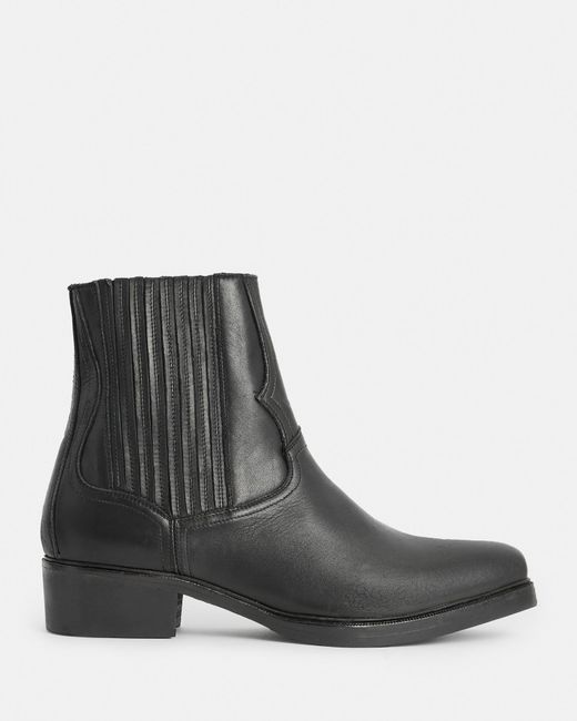 AllSaints Black Lasgo Leather Boots for men