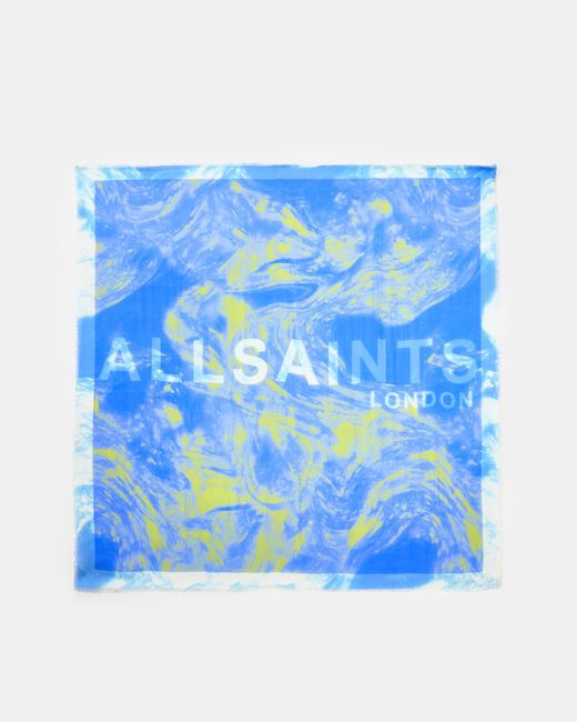 AllSaints Blue Inspiral Large Square Scarf