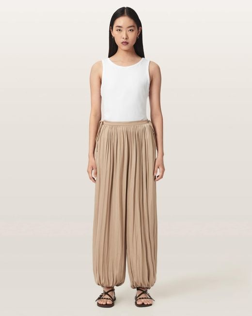 AllSaints Natural Eshe Loose Fit Satin Pants