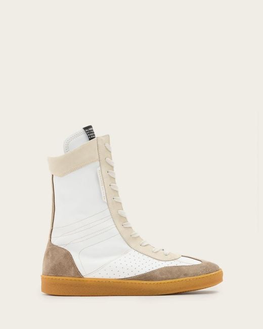 AllSaints White Louise Leather High Top Sneakers