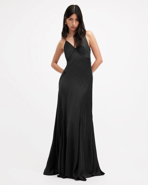 AllSaints Lili Panelled Maxi Dress in Black