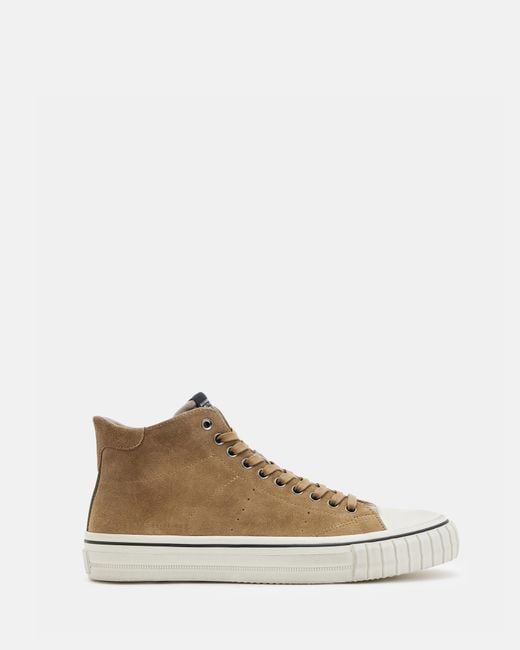AllSaints White Lewis Lace Up Suede High Top Sneakers for men