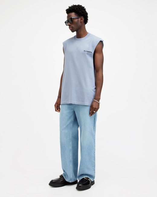 AllSaints Blue Access Relaxed Fit Sleeveless Tank Top, for men