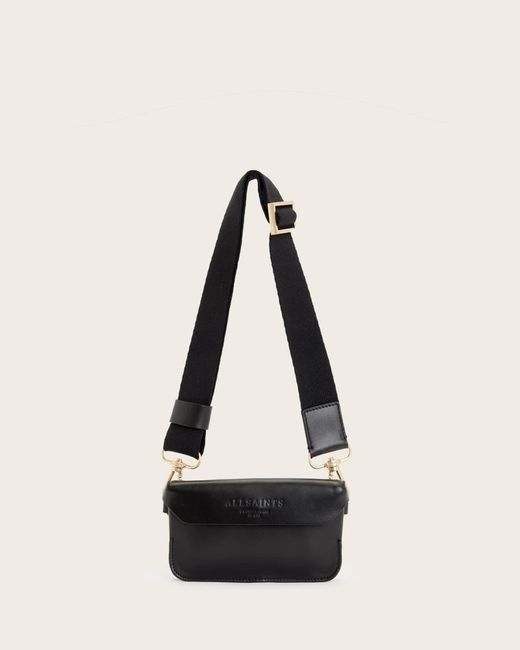 AllSaints White Zoe Leather Adjustable Crossbody Bag,