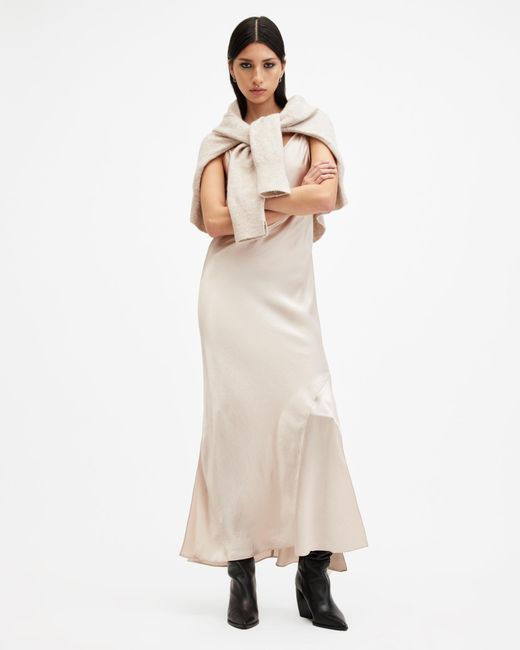 AllSaints Natural Nico 2-In-1 Maxi Dress,, Fawn