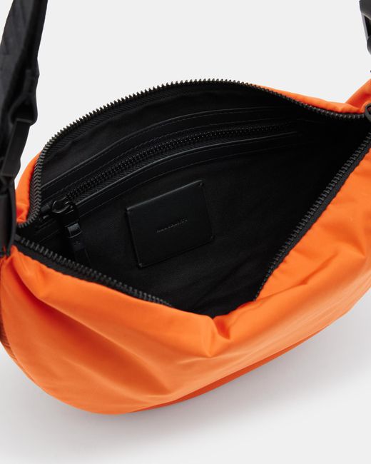 AllSaints Orange Half Moon Recycled Crossbody Bag