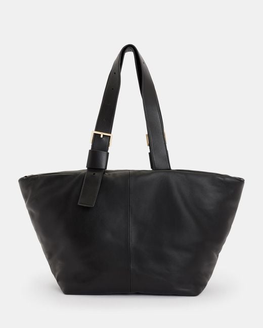 AllSaints Black Aika Leather Tote Bag