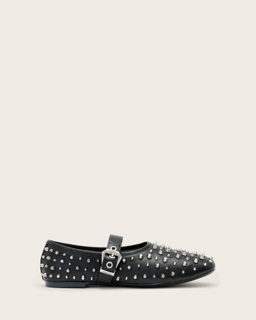 AllSaints White Sabine Leather Stud Shoes