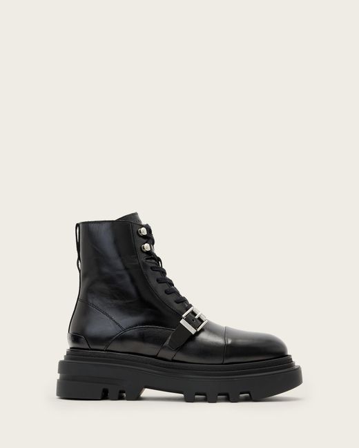 AllSaints Black Astrid Leather Boots