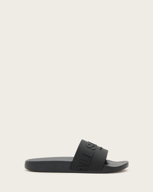 AllSaints White Biggy Slip On Logo Sliders for men