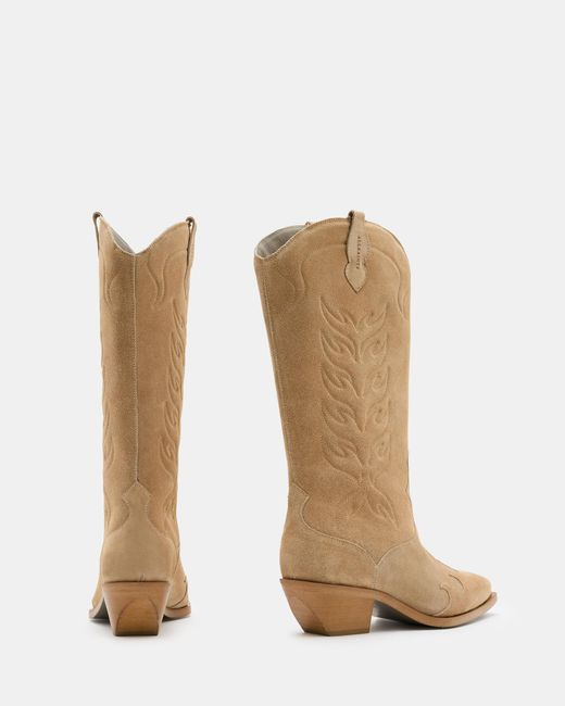 AllSaints Natural Dolly Western Leather Boots