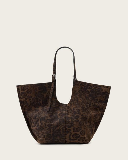 AllSaints Natural Ara Leopard Print Tote Bag