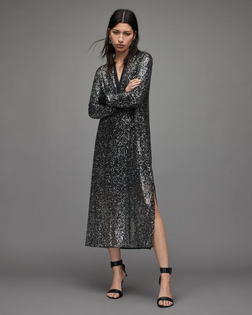 beige and black dress Black and Beige Embroidered Maxi Dress with Open Back main image 0