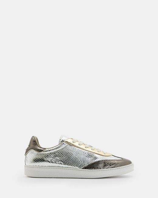 AllSaints White Thelma Metallic Low Top Trainers,, Multi
