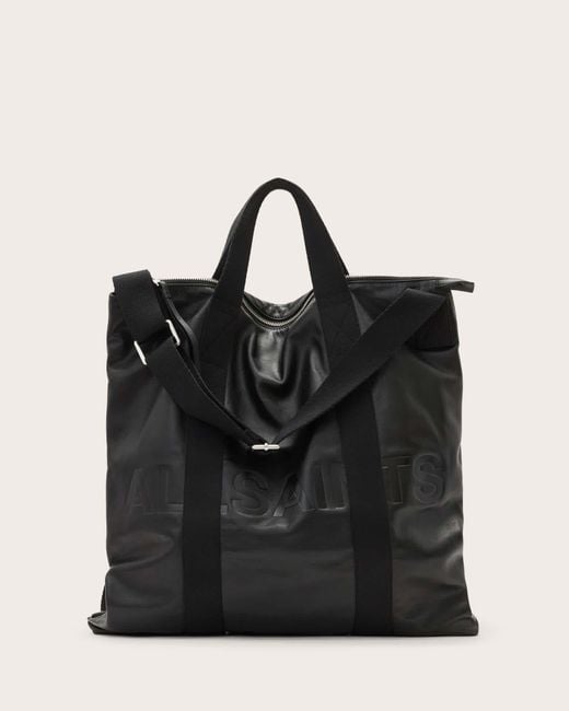 AllSaints Black Kei Leather Multi-Use Backpack for men