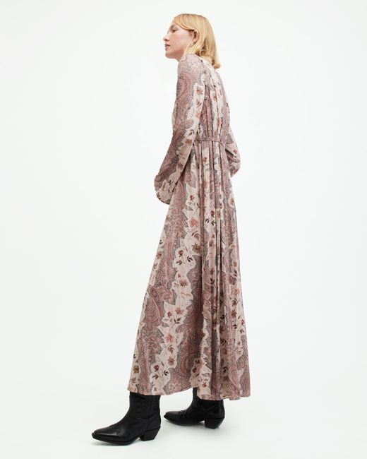 AllSaints Natural Susannah Cascade Paisley Maxi Dress,