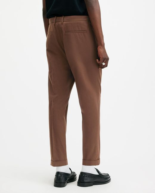 AllSaints Brown Tallis Slim Fit Cropped Tapered Pants for men