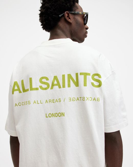 AllSaints White Access Oversized Crew Neck T-shirt, for men
