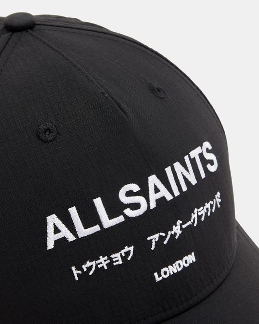 AllSaints Black Underground Nylon Baseball Cap for men