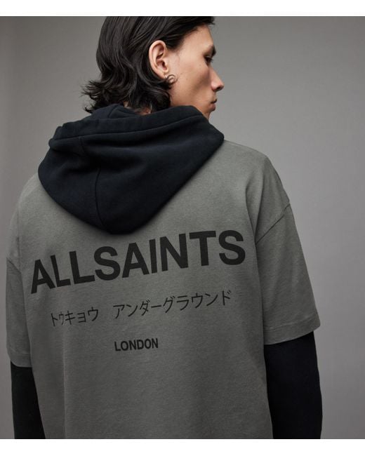 AllSaints Cotton Underground Crew Tshirt in Dark Grey (Black) for Men Lyst