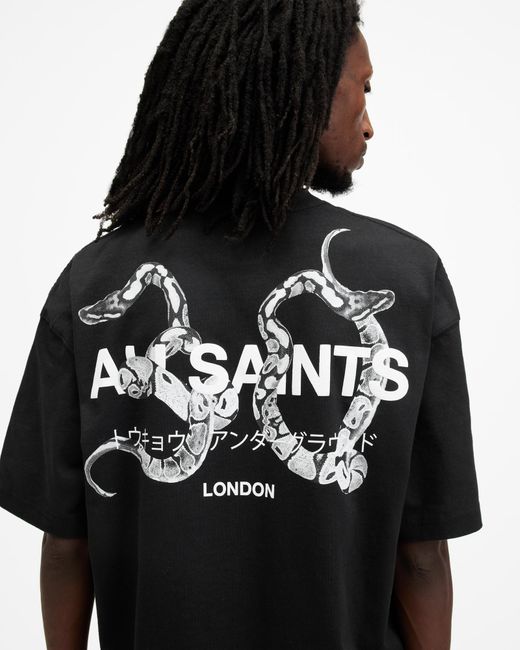 AllSaints - Shadow - T-shirt coupe boyfriend à logo - Noir