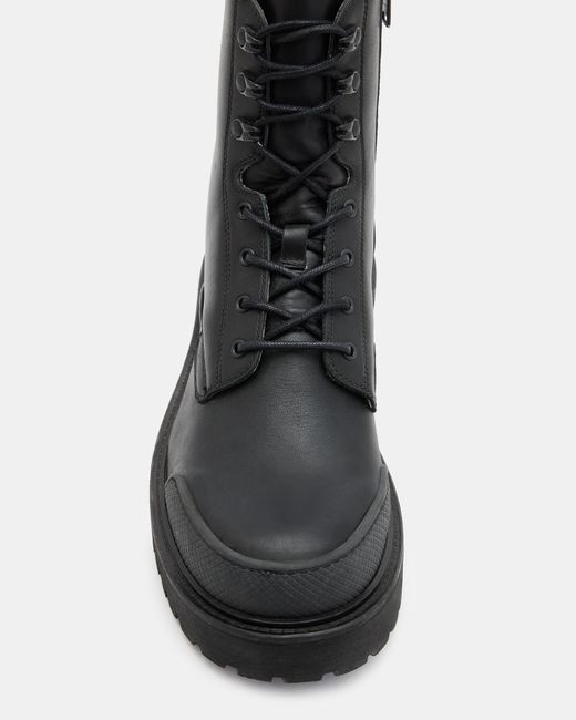 AllSaints Black Mudfox Lace Up Chunky Leather Boots for men