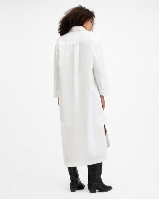 AllSaints White Imogen Maxi Shirt Dress,