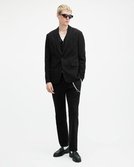 AllSaints Black Heron Slim Fit Blazer for men