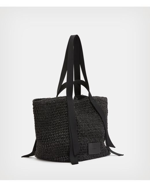 AllSaints Women's Jacqueline Straw Tote Bag in Black | Lyst Australia