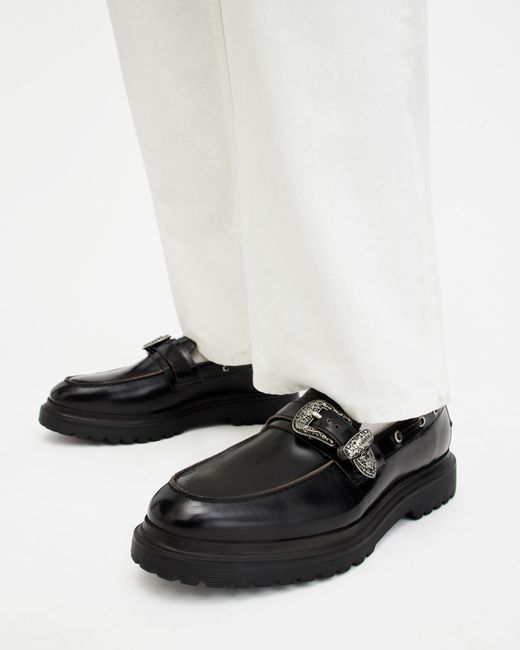 AllSaints White Hanbury Leather Western Loafers for men