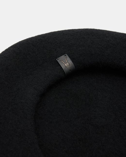 AllSaints Black Wool Beret Hat for men