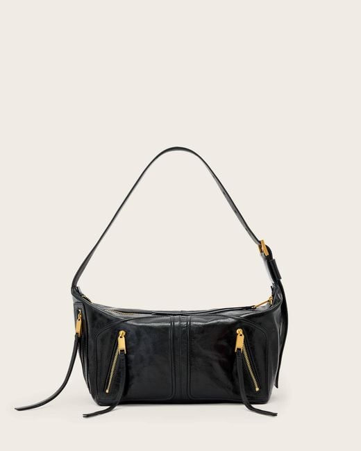 AllSaints Black Jean Rey Leather Shoulder Bag