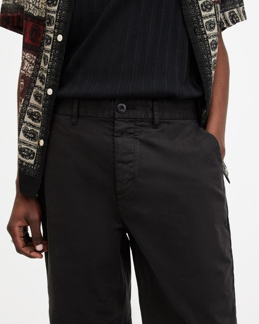 AllSaints Black Troy Slim Fit Ramskull Shorts, for men