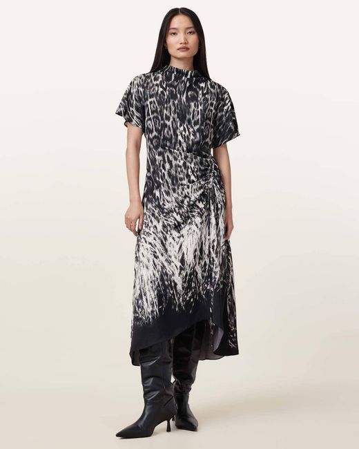 AllSaints Multicolor Rosie Short Sleeve Midi Dress