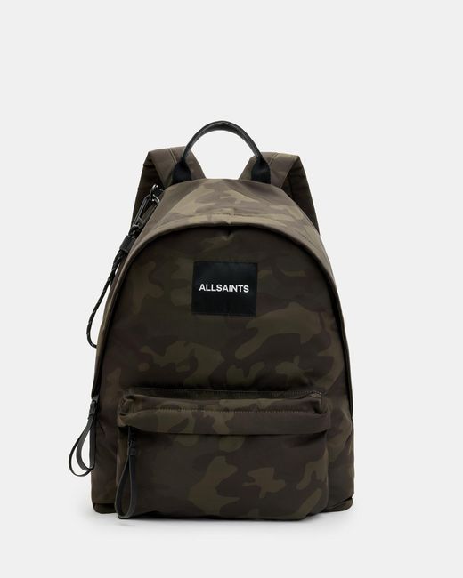 AllSaints Black Carabiner Embossed Logo Backpack for men