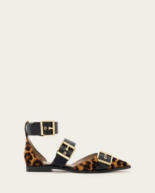 AllSaints Natural Sutton Leopard Print Pointed Toe Shoes