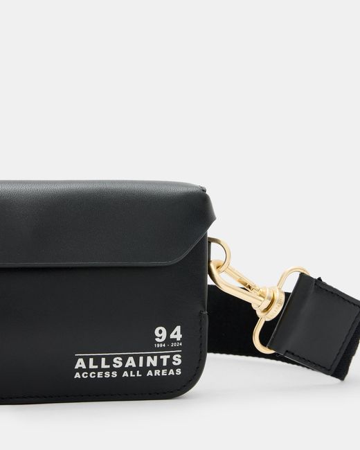 AllSaints White Zoe Adjustable Logo Leather Crossbody Bag
