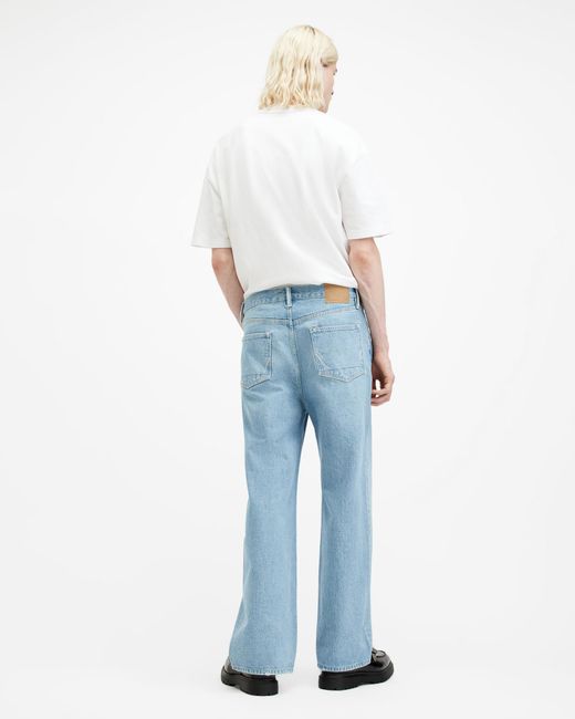AllSaints Blue Lenny Loose Fit Wide Leg Denim Jeans for men