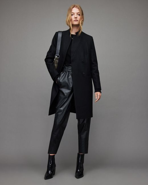 All saints leather sleeve coat deals