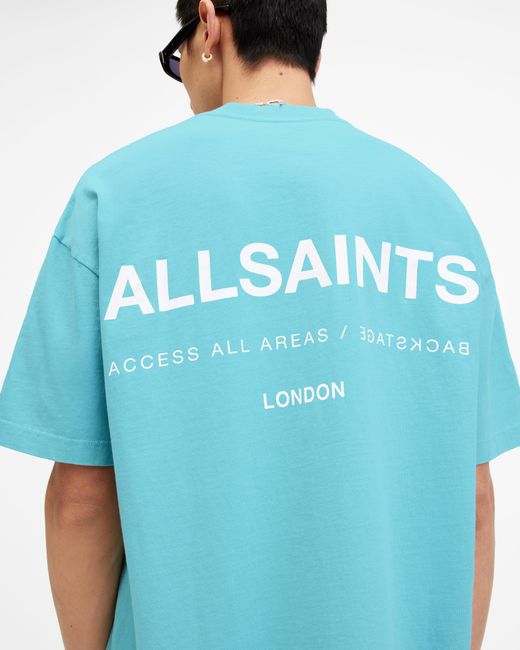 AllSaints Blue Access Oversized Crew Neck T-shirt, for men